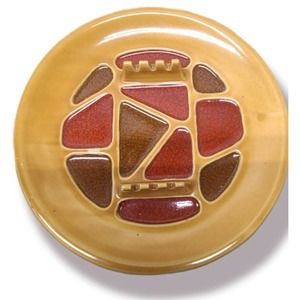 Vintage Retro Calif USA A 47 Yellow, Brown and Orange 12in Round Ashtray